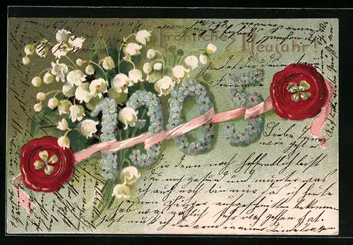 AK Jahreszahl 1905 mit Vergissmeinnicht und Maiglöckchen