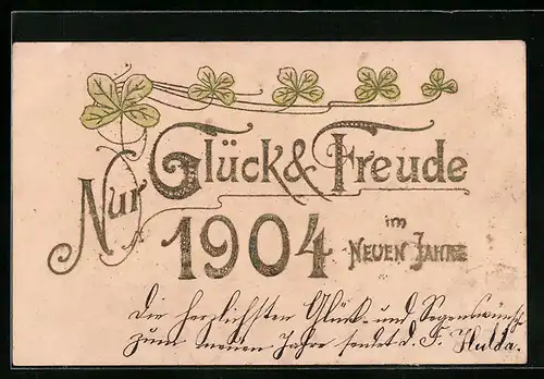 AK Nur Glück und Freude, Jahreszahl 1904