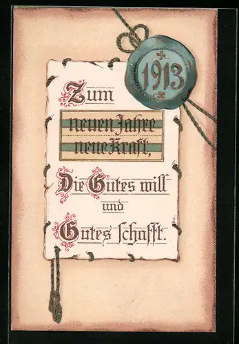 AK Jahreszahl 1913 auf dem Siegel einer Urkunde