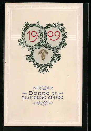AK Jahreszahl 1909 mit Kränzen