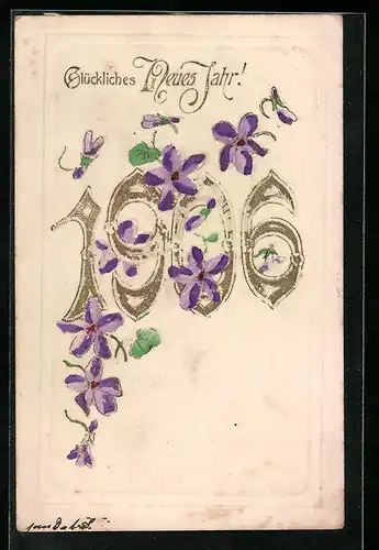 AK Jahreszahl 1906 mit Veilchen
