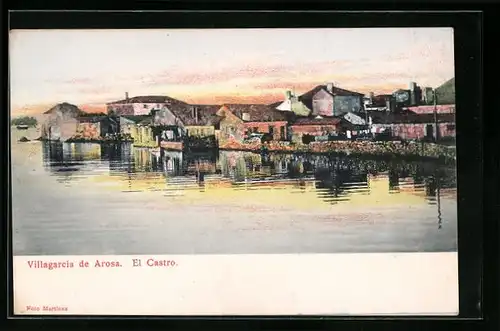 AK Villagarcia de Arosa, El Castro, Abendstimmung