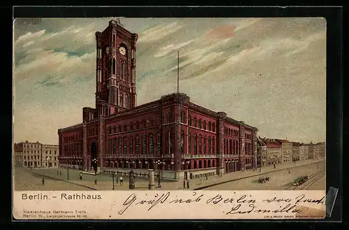 AK Berlin, Rathaus, Glitzer, Am Eck der Königstrasse