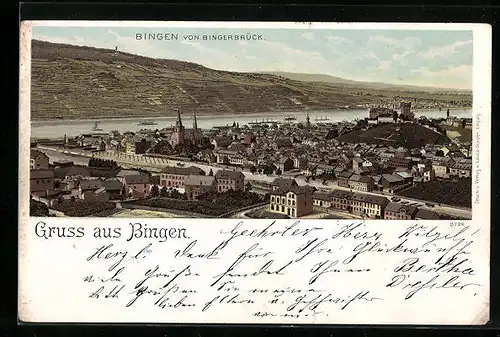 AK Bingen, Ortsansicht von Bingerbrück aus