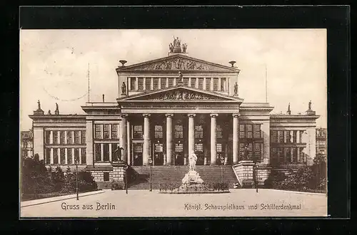 AK Berlin, Schauspielhaus und Schillerdenkmal, Gendarmenmarkt