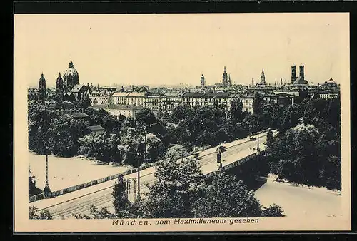 AK München, Teilansicht mit Strassenpartie vom Maximilianeum gesehen