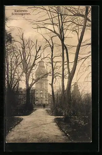 AK Karlsruhe, Schloss mit Schlossgarten