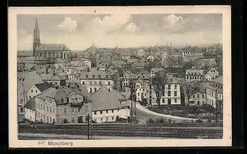 AK Münchberg, Teilansicht mit Strasse von oben