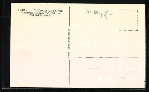 AK Wilhelmsruhe-Gries /Frankenwald, Ortsansicht mit Umgebung