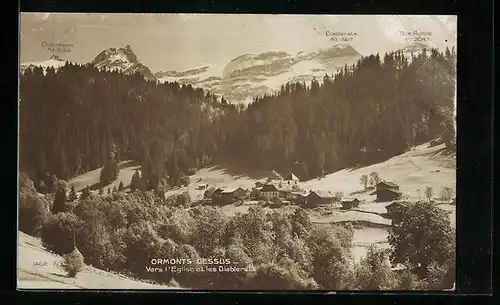 AK Ormonts Dessus, Panorama vers l`Eglsie et les Diablerets, Oldenhorn, Tête Ronde