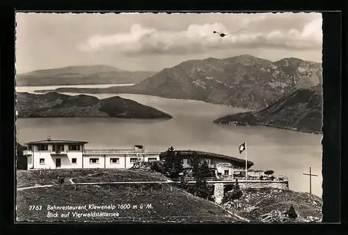 AK Klewenalp, Bahnrestaurant mit Blick auf Vierwaldstättersee
