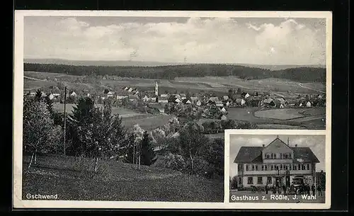 AK Gschwend, Gasthaus zum Rössle, Gesamtansicht mit Umgebung