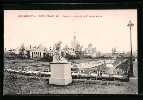 AK Bruxelles, Exposition de 1910, Jardins de la Ville de Paris