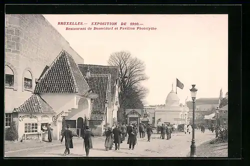 AK Bruxelles, Exposition de 1910, Restaurant de Dusseldorf et Pavillon Photolythe