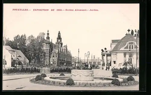 AK Bruxelles, Exposition de 1910, Section Allemande - Jardins