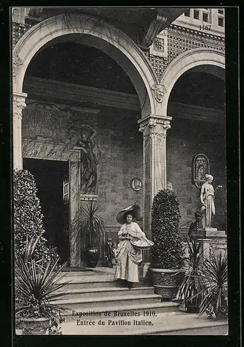 AK Bruxelles, Exposition de 1910, Entrée du Pavillon Italien