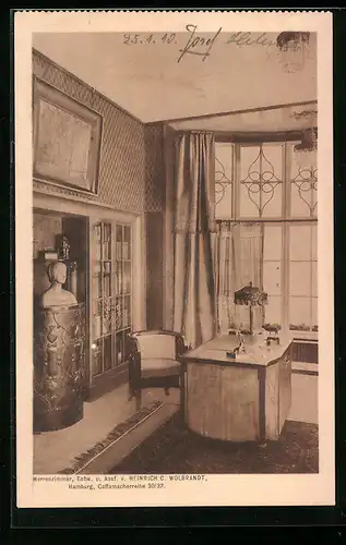 AK Hamburg, Ausstellung Raumkunst im Museum für Kunst und Gewerbe, Herrenzimmer