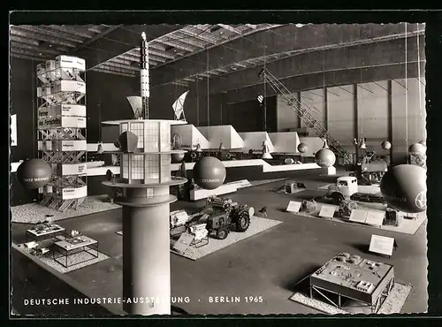 AK Berlin, Deutsche Industrie-Ausstellung 1965, Stände Fritz Werner und Telefunken