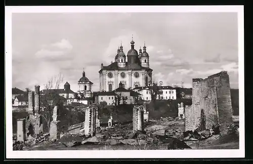 AK Smolensk, Häusertrümmer mit Kathedrale