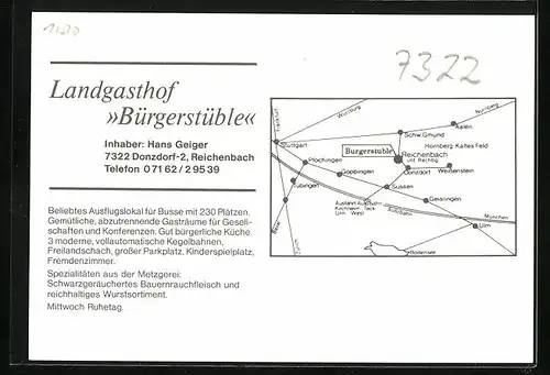 AK Donzdorf-Reichenbach, Innenansicht vom Landesgasthof Bürgerstüble