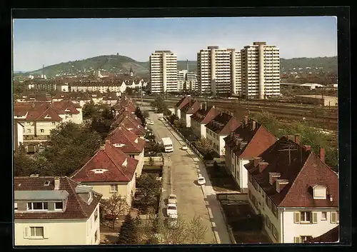 AK Karlsruhe-Durlach, die Dornwaldsiedlung mit Blick nach dem Turmberg