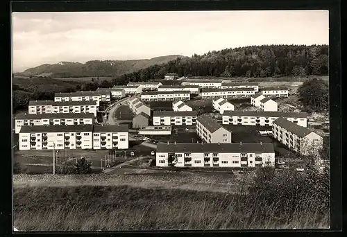 AK Messstetten /Schwäbische Alb, Blick auf Bueloch mit Schalksburg