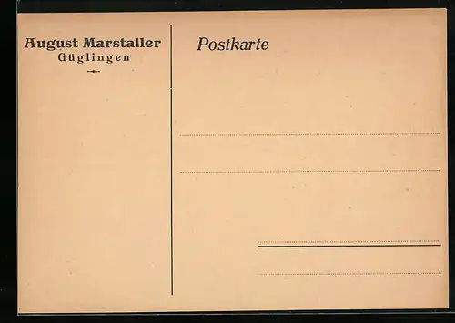 AK Güglingen, Korrespondenzkarte von August Marstaller