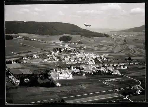 AK Rietheim, Ortsansicht vom Flugzeug aus, Zeppelin