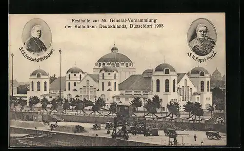 AK Düsseldorf, Festhalle zur 55. General-Versammlung der Katholiken Deutschlands 1908, S. E. K. Erzbischof Dr. Fischer