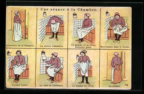 Künstler-AK Une séance à la Chambre, Toilettenhumor