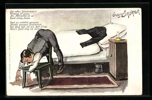 AK Betrunkener Mann, Trinkerhumor, Salvator