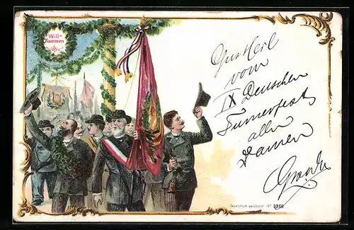 Lithographie Willkommen zum Sängerfest