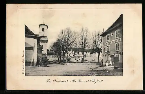 AK Les Avenières, La Place et l`Eglise, Hotel Vacher