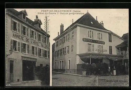AK Pont-de-Beauvoisin, Hotel du Cours, J. Gallet propriétaire