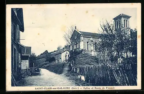 AK Saint-Clair-sur-Galaure, Eglise et Route de Fournet