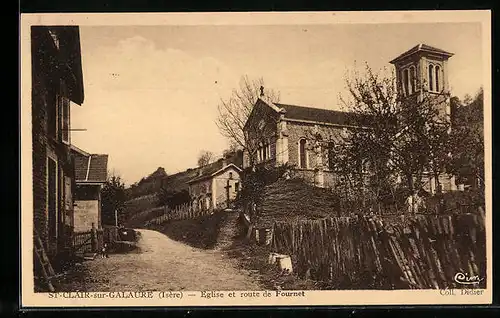 AK St-Clair-sur-Galaure, Eglise et route de Fournet