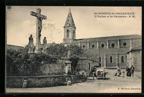 AK St-Simeon-de-Bressieux, L`Eglise et le Calvaire