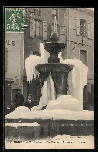 AK Bourgoin, Fontaine de la Place d`Armes en hiver