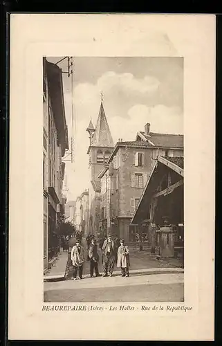 AK Beaurepaire, Les halles, Rue de la Republique