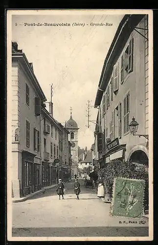 AK Pont de Beauvoisin, Grande-Rue, Strassenpartie