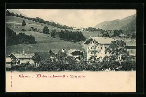 AK Meiergschwendt b. Ruhpolding, Ortsansicht aus der Vogelschau