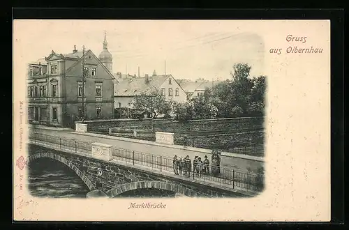 AK Olbernhau, Blick zur Marktbrücke