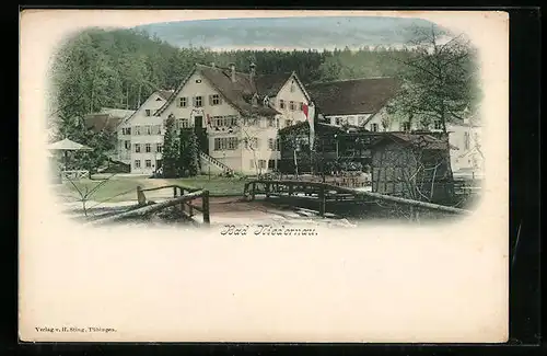 AK Bad Niedernau, Ortspartie an der Brücke