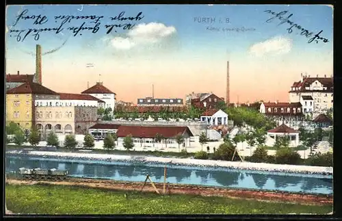 AK Fürth i. B., Gasthaus König Ludwig-Quelle aus der Vogelschau