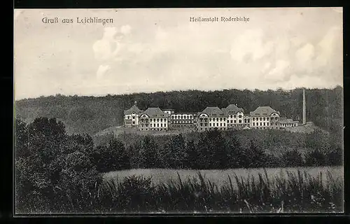 AK Leichlingen, Heilanstalt Roderbirke mit Umgebung aus der Vogelschau