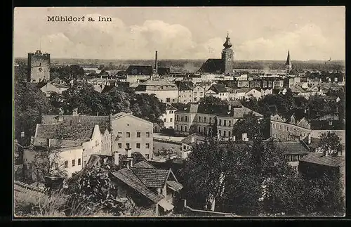 AK Mühldorf a. Inn, Teilansicht aus der Vogelschau
