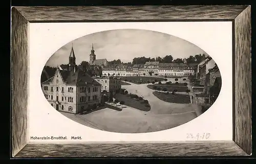 Passepartout-AK Hohenstein-Ernstthal, Markt aus der Vogelschau