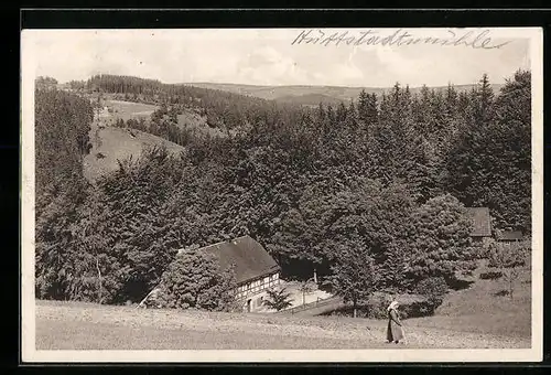 AK Ansprung i. Erzg., Blick zum Gasthaus Hüttstadtmühle