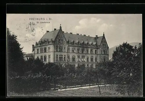 AK Freiburg i. Br., Blick zum St. Josefshaus