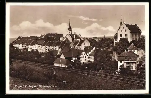 AK Engen i. Hegau, Blick auf den Ort von Südwesten aus gesehen